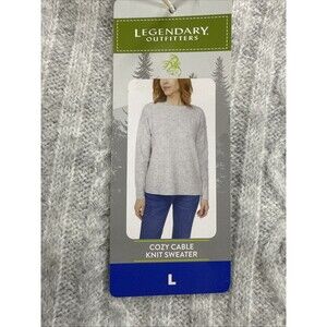 Legendary Outfitters Women's Cozy Cable Knit Sweater, Light Heather Gray, L, NWT